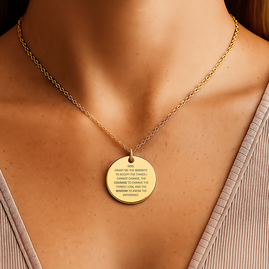 Serenity Prayer Necklace: Inspirational Faith Jewelry with Custom Engraving, Christian Gift for Peace and Strength