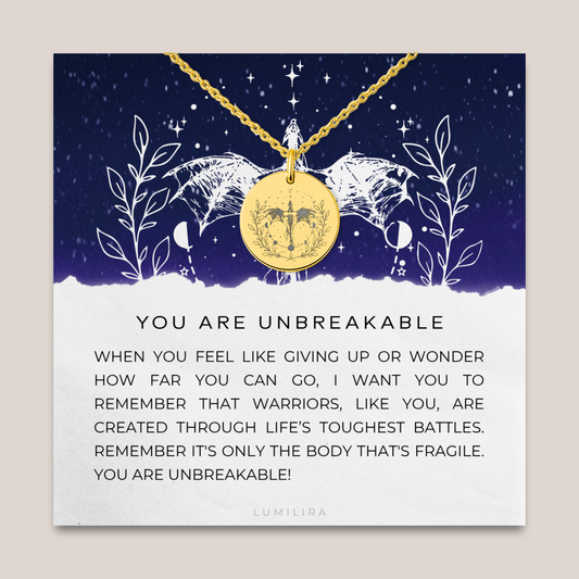 You are Unbreakable Strength Necklace, Dragon Rider, Warrior Necklace, Encouraging Gifts, Bookish Giftful, SMUT Lovers Gift for Her