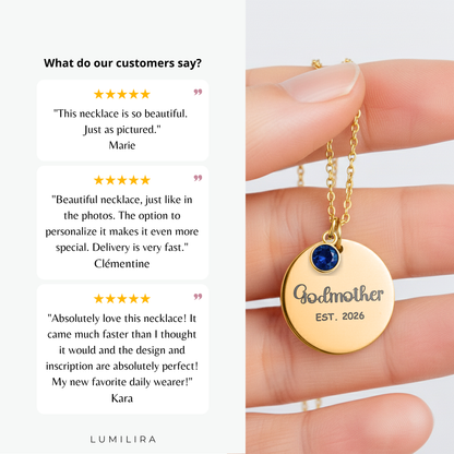 Godmother Necklace Birthstone Necklace Gift Godmother Birthstone Godmother Jewelry Religious Godmother Christian Jewelry First Time EST