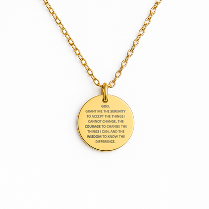 Serenity Prayer Necklace: Inspirational Faith Jewelry with Custom Engraving, Christian Gift for Peace and Strength