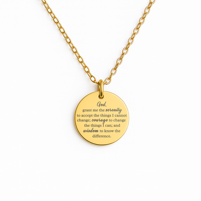 Engraved Serenity Prayer Necklace: Faith and Encouragement Jewelry, Religious Gift for Women