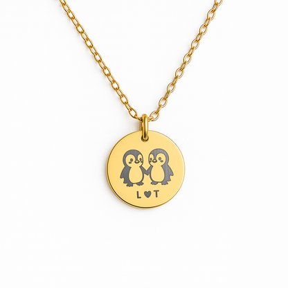 You Are My Penguin Necklace with Initials, Personalised Penguin Pendant Gift For Woman, Valentines Gift for Her