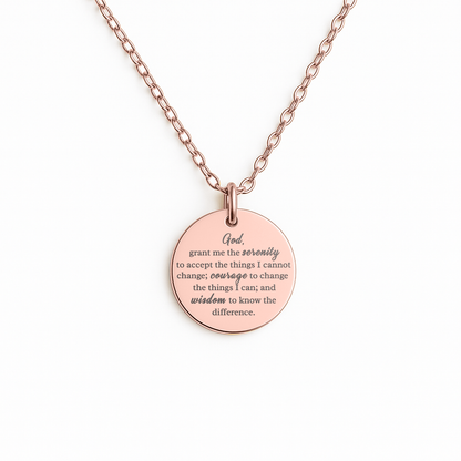 Engraved Serenity Prayer Necklace: Faith and Encouragement Jewelry, Religious Gift for Women