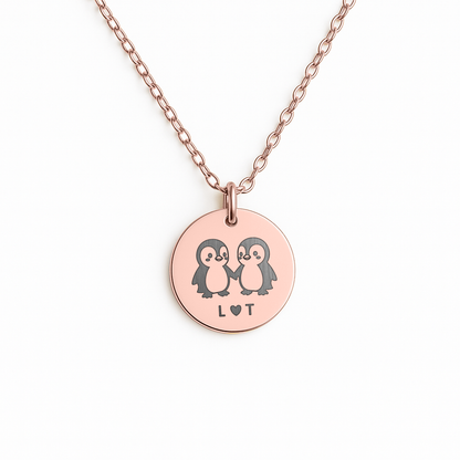 You Are My Penguin Necklace with Initials: Personalised Penguin Pendant Gift for Woman