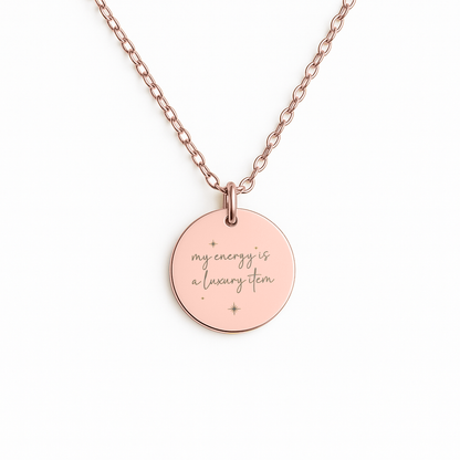 Your Energy Is a Luxury Item Necklace: Gold Pendant Encouragement Gift for Women