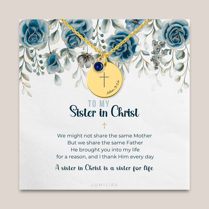 Sisters in Christ Gift Dainty Cross Necklace Bible Verse Best Friends Necklace Church Friends Gifts Faithful Keepsake Encouragement Gift