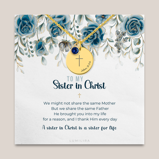 Sisters in Christ Gift Dainty Cross Necklace Bible Verse Best Friends Necklace Church Friends Gifts Faithful Keepsake Encouragement Gift