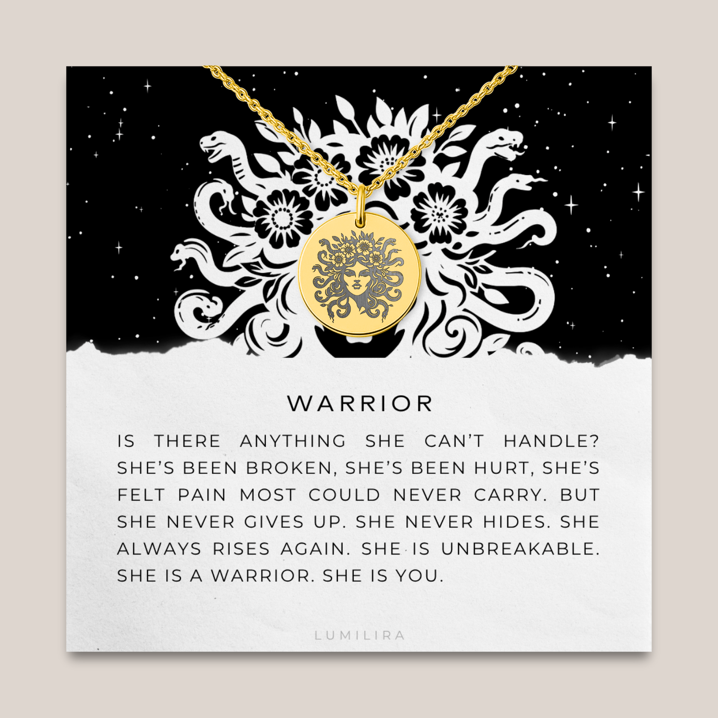 Medusa Pendant: Custom Mythology Jewelry, Empowerment Gift
