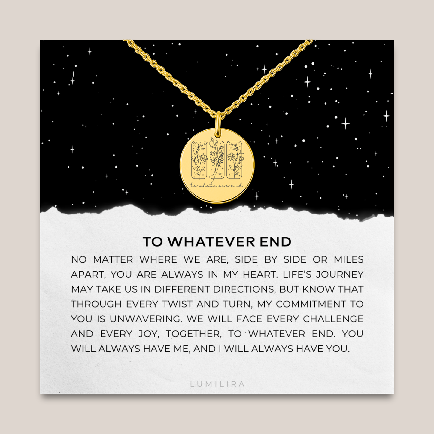 To Whatever End Necklace, Friendship Gift, Best Friend Necklace, Friend Birthday Gifts, Sister Gifts, Book Lover Gifts, SMUT, Bookish Gift