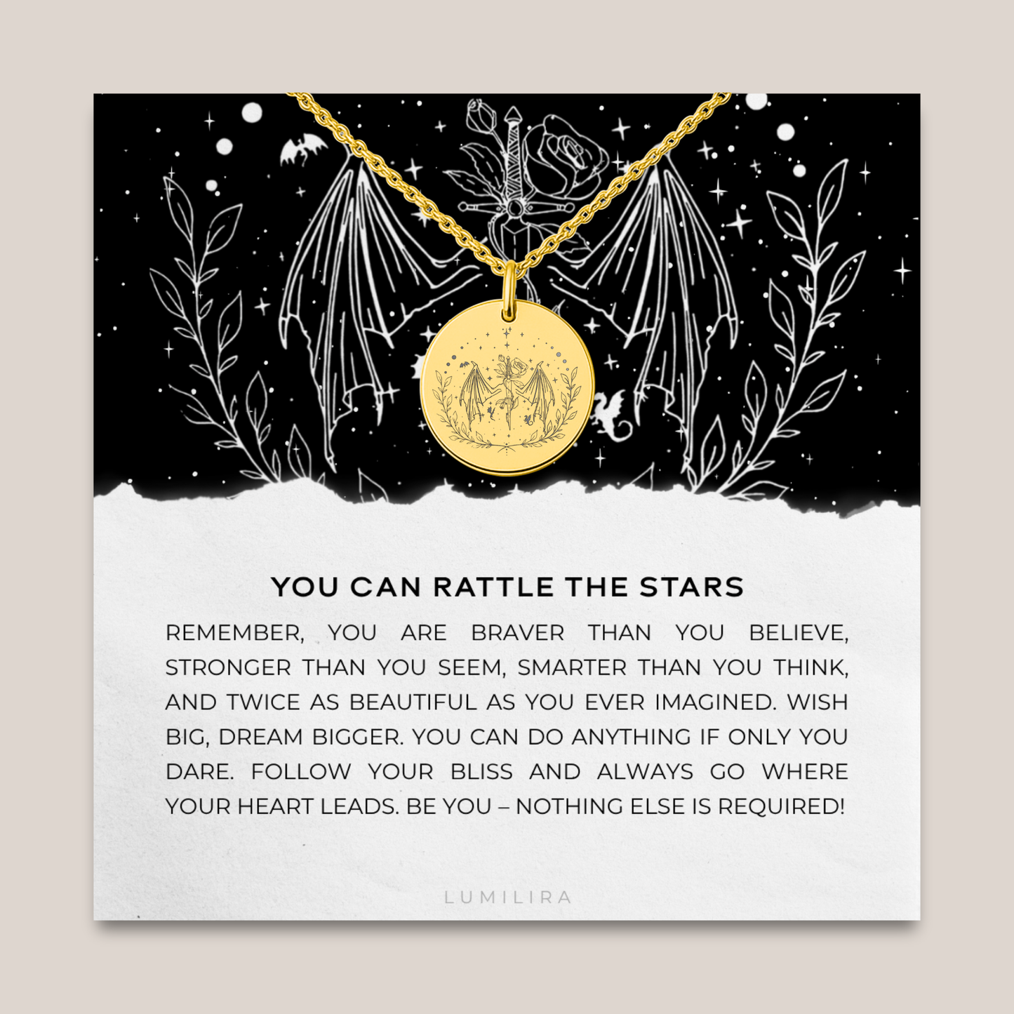 You Could Rattle the Stars Necklace, Engouragement Gift for Her, Best Friend Gifts, Daughter Gifts, Sister Gifts, Fantasy Reader, Book Club