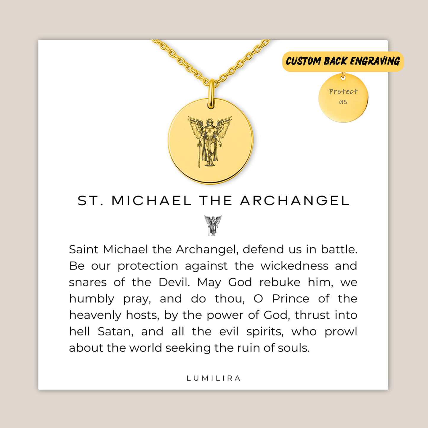 Saint Michael The Archangel Necklace: Protection & Strength Jewelery for Her, Gurdian Angel Pendant, Christian Mom Gift