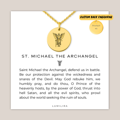 Saint Michael The Archangel Necklace: Protection & Strength Jewelery for Her, Gurdian Angel Pendant, Christian Mom Gift
