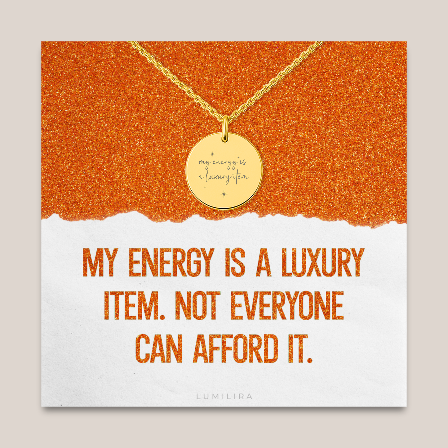 Your Energy Is a Luxury Item Necklace: Gold Pendant Encouragement Gift for Women