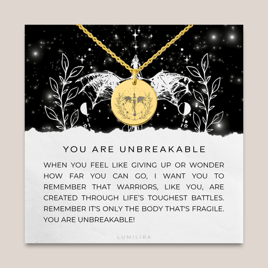 Dragon Warrior Necklace – "You Are Unbreakable" Strength Gift for Her