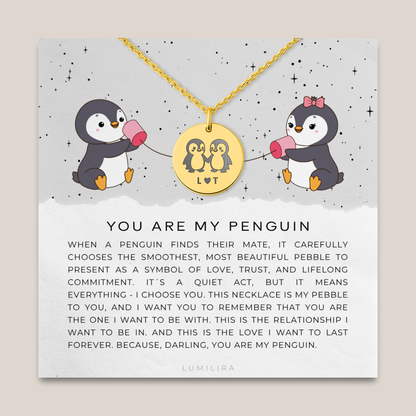 You Are My Penguin Necklace with Initials, Personalised Penguin Pendant Gift For Woman, Valentines Gift for Her
