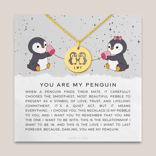 You Are My Penguin Necklace with Initials, Personalised Penguin Pendant Gift For Woman, Valentines Gift for Her