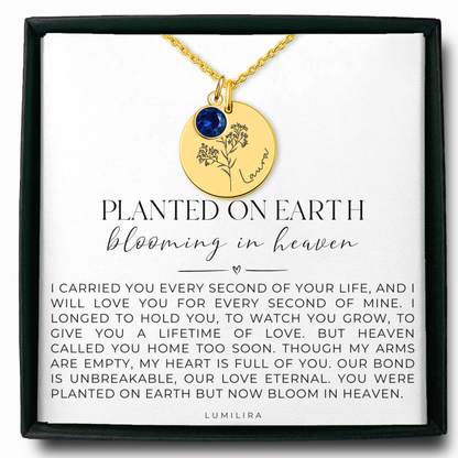 Baby’s Breath Necklace with Birthstone and Name – Memorial Jewelry for Moms