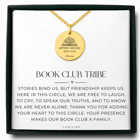 Personalized Book Club Necklace – Custom Name Jewelry for Readers, Book Club Gift