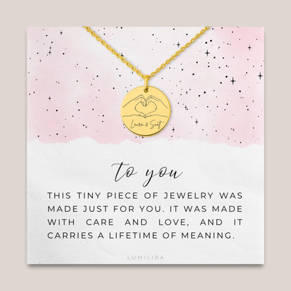 Dainty Heart Hands Necklace, Personalized Gifts for Couples, Engagement Gift for Her, Heart Hands Gesture Charm, Couple Necklace, Anniversary Gifts, Wedding Gifts