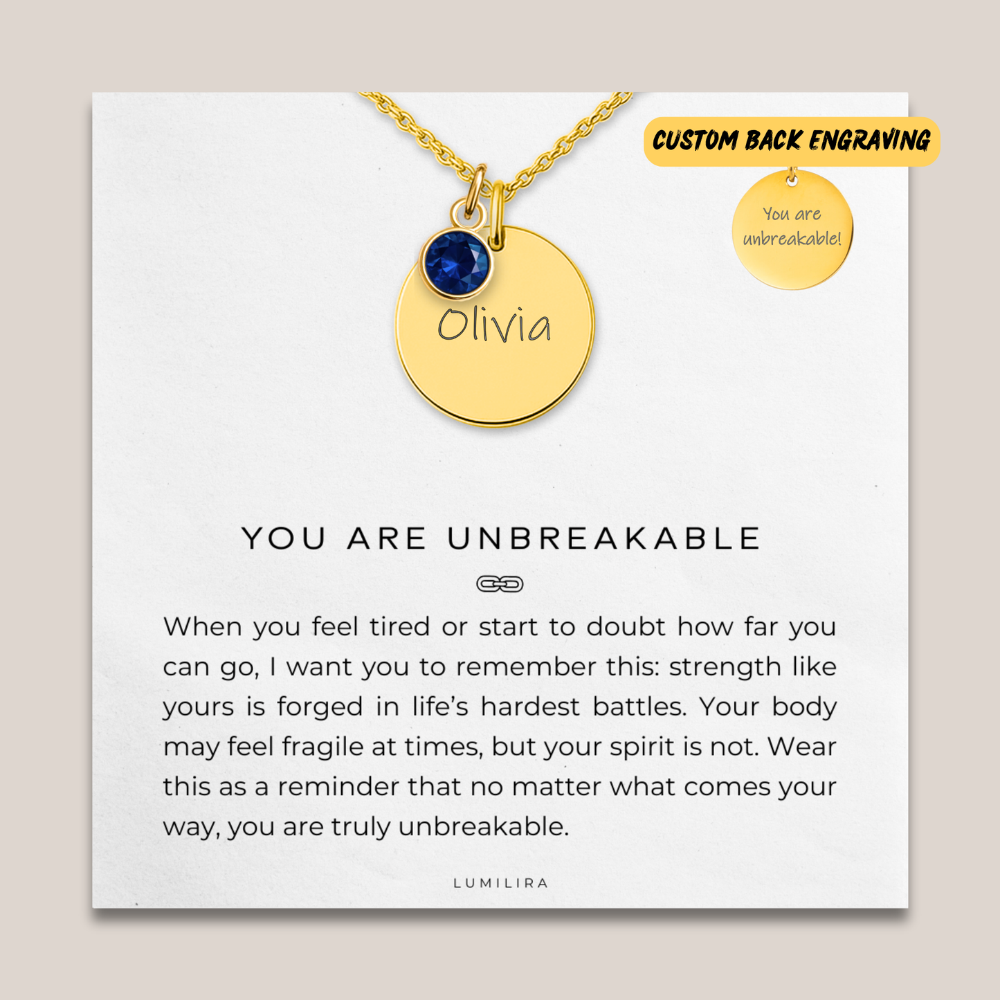 Custom Birthstone Name Necklace for Her: Encouragement Gift, Sympathy Gift, Breakup Gift, Sobriety Gift, Healing Jewelry Gift