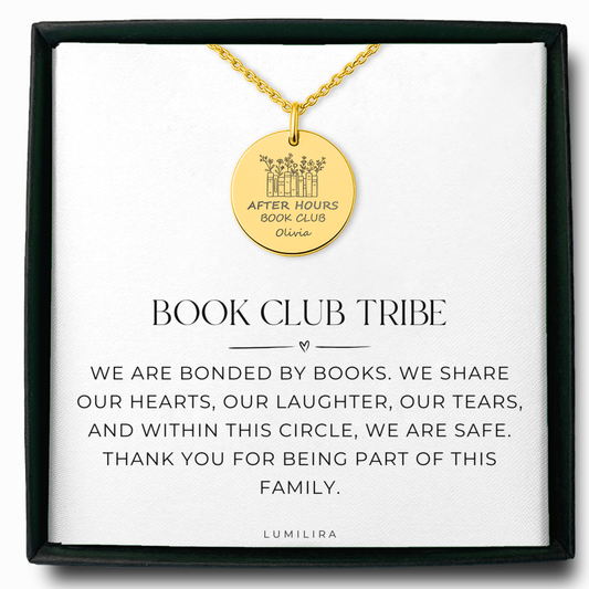 Personalized Book Club Necklace – Custom Name & Club Jewelry for Book Lovers