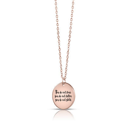 "You Do Not Yield" Bar Necklace – Motivational Gift for Her, Encouragement Jewelry for Daughter, Friend, or Mom