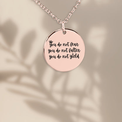 "You Do Not Yield" Bar Necklace – Motivational Gift for Her, Encouragement Jewelry for Daughter, Friend, or Mom