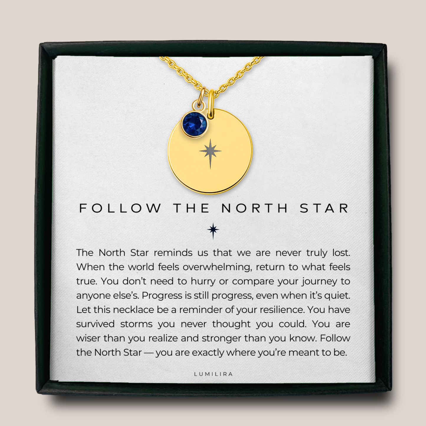 North Star Necklace with Birthston for Healing and New Beginnings: Encouragement Gift for Addiction Recovery, Cancer Survivor, and Self Love