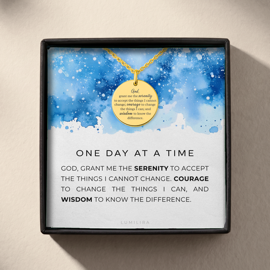 Engraved Serenity Prayer Necklace: Faith and Encouragement Jewelry, Religious Gift for Women