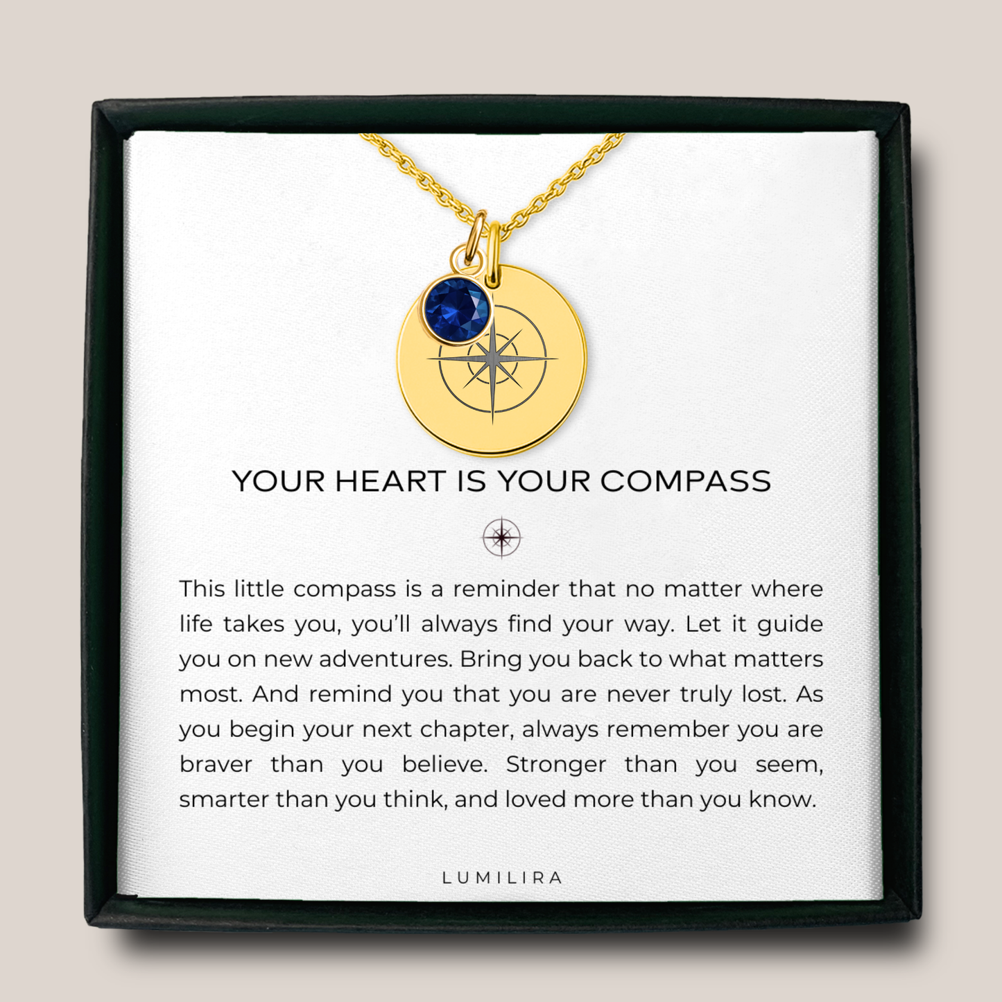 Personalized Compass Necklace with Birthstone: Graduation Gift for Her, College & High School Senior