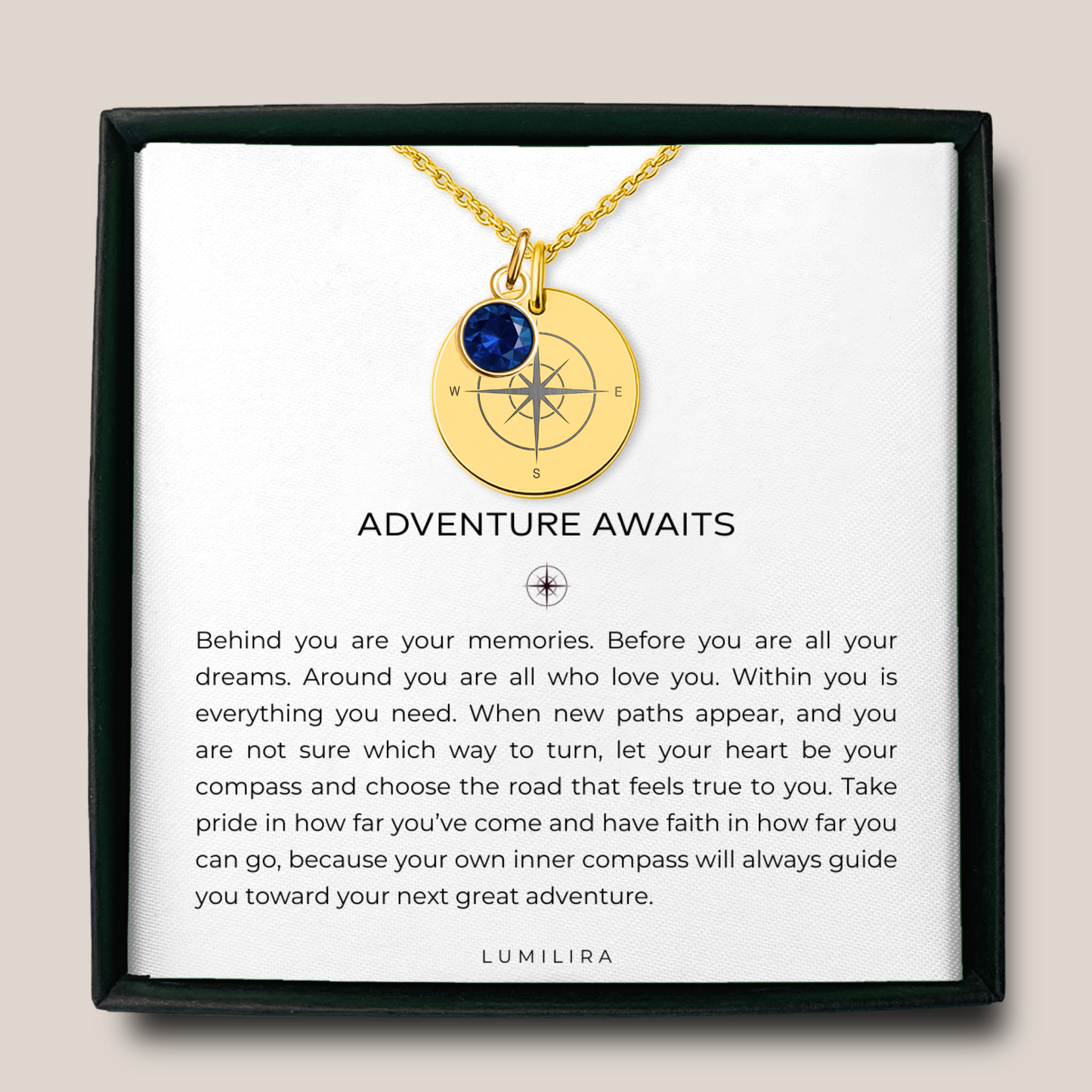 Personalized Compass Necklace with Birthstone: Adventure Awaits, Graduation Gift, Travel Gift for Her, New Job Gifts