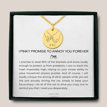 Personalised Pinky Promise Necklace with Custom Initials: Funny Pinky Swear Gift for Wife, Girlfriend or Fiancée for Anniversary or Valentines