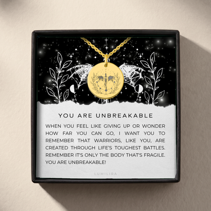 Dragon Warrior Necklace – "You Are Unbreakable" Strength Gift for Her