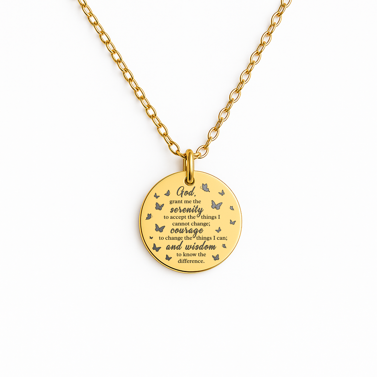 Serenity Prayer Sobriety Necklace – One Day at a Time Pendant for Encouragement