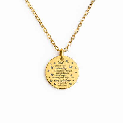 Serenity Prayer Sobriety Necklace – One Day at a Time Pendant for Encouragement