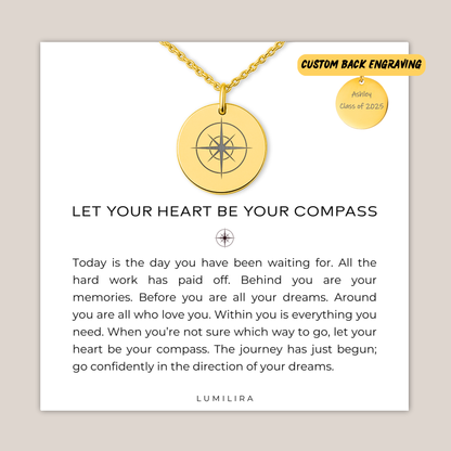Compass Necklace: Personalized Graduation Gifts for Her, College graduation gifts, High school graduation gifts