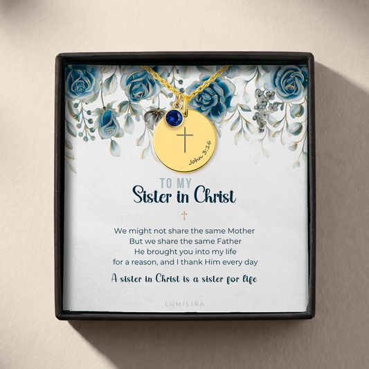 Sisters in Christ Gift Dainty Cross Necklace Bible Verse Best Friends Necklace Church Friends Gifts Faithful Keepsake Encouragement Gift