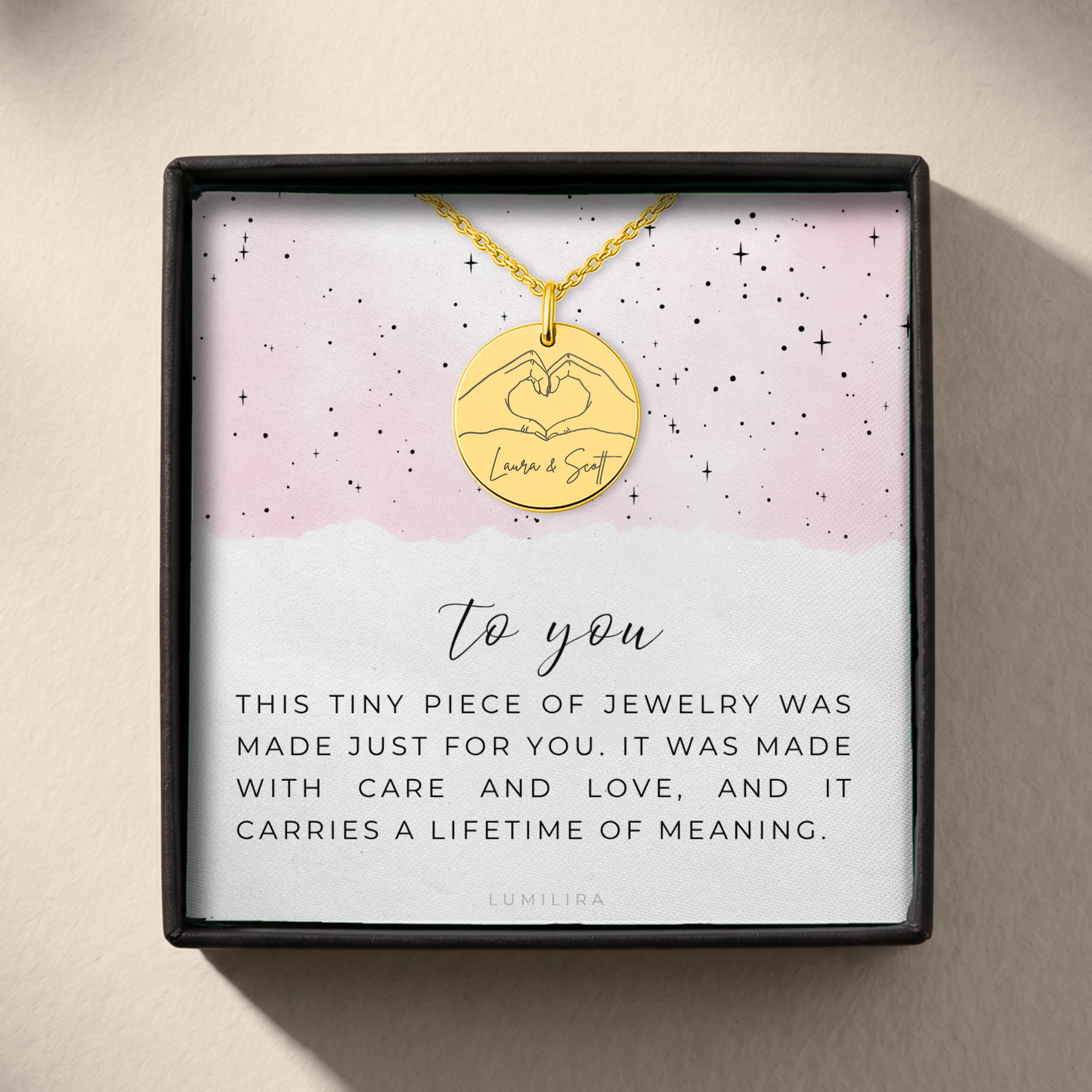Dainty Heart Hands Necklace, Personalized Gifts for Couples, Engagement Gift for Her, Heart Hands Gesture Charm, Couple Necklace, Anniversary Gifts, Wedding Gifts