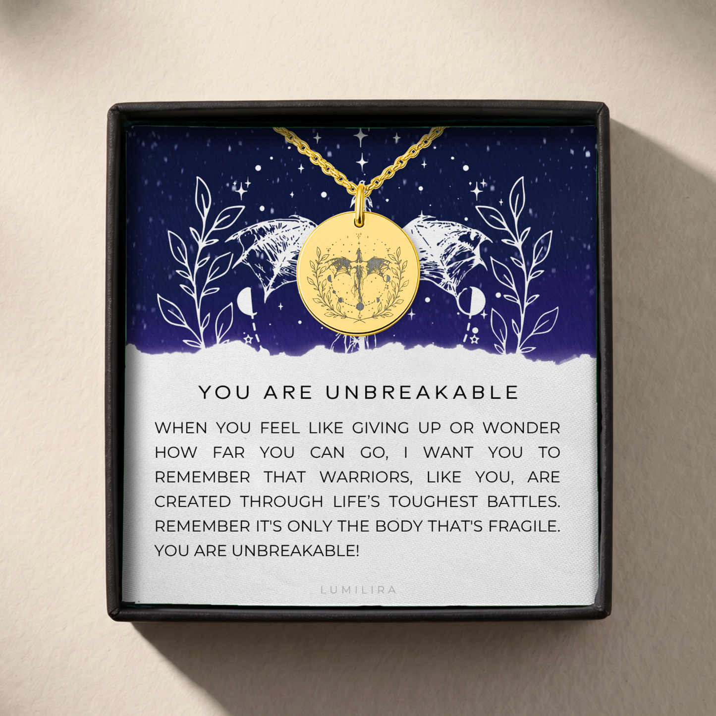 You are Unbreakable Strength Necklace, Dragon Rider, Warrior Necklace, Encouraging Gifts, Bookish Giftful, SMUT Lovers Gift for Her
