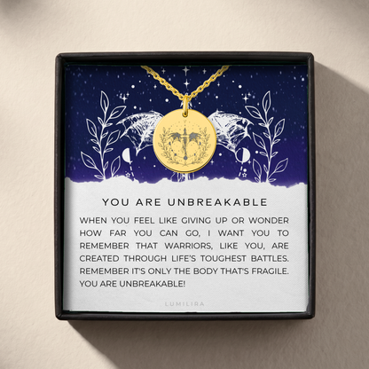 You are Unbreakable Strength Necklace, Dragon Rider, Warrior Necklace, Encouraging Gifts, Bookish Giftful, SMUT Lovers Gift for Her