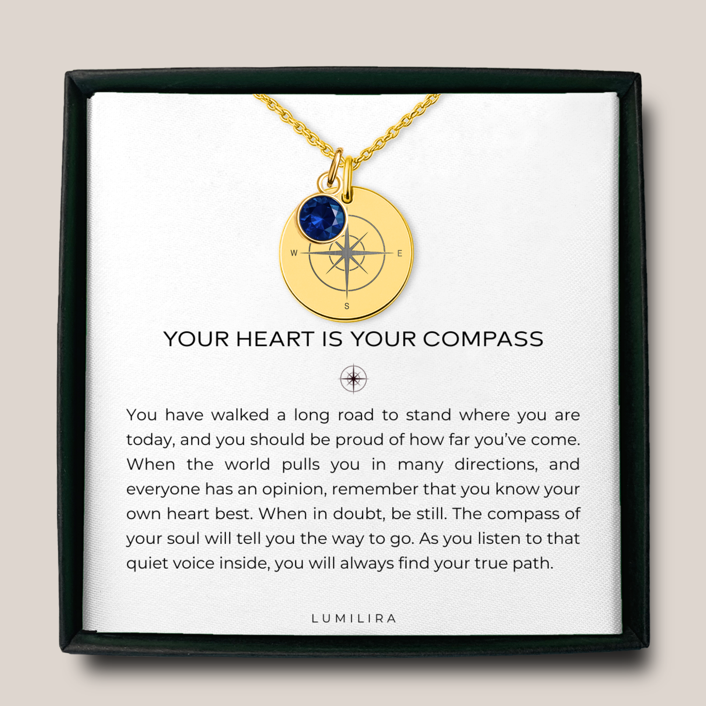 Your Heart Is Your Compass Necklace with Birthstone: New Beginnings Gifts, Graduation Gifts, Sobriety Gifts, Travel Gifts
