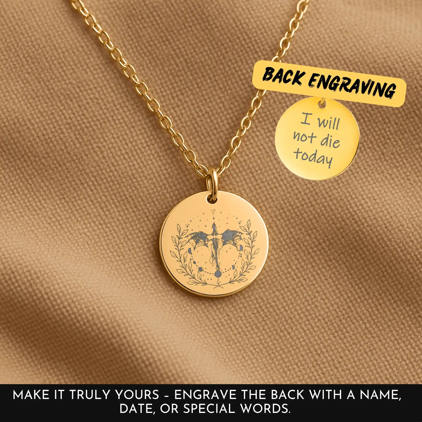 Personalized Dragon Warrior Necklace – "You Are Unbreakable" Strength Gift for Her