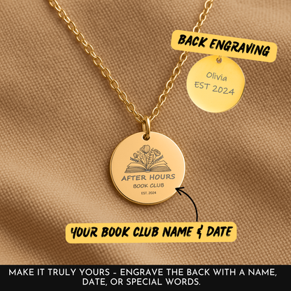 Personalized Book Club Necklace – Book Club Jewelry for Readers, Custom Book Lover Gift