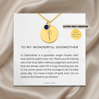 Personalized Godmother Necklace Baptism Godmother Necklace Religious Godmother Gift Jewelry for Godmother Personalized Gift with Birthstone