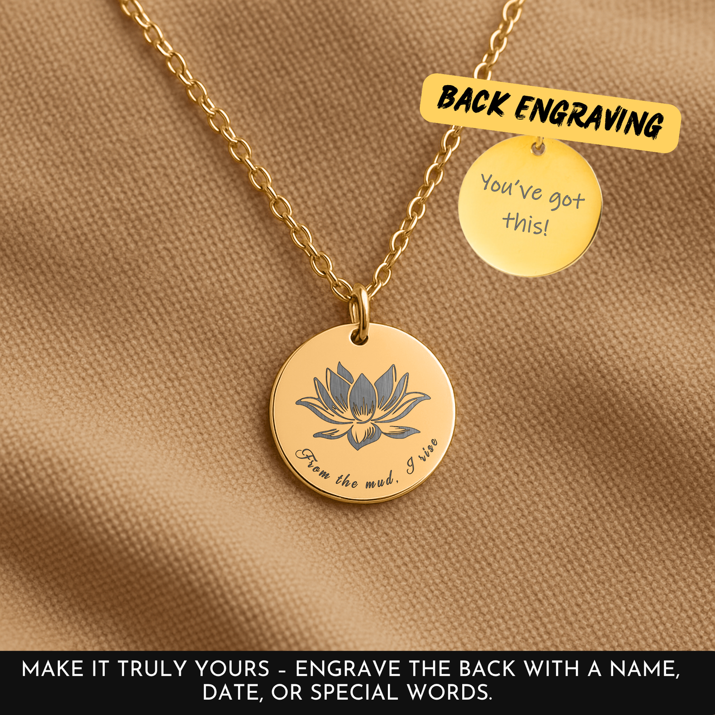 Lotus Flower Necklace: From the Mud I Rise Sobriety Gift for New Beginnings and Recovery