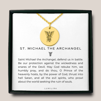 Saint Michael The Archangel Necklace: Protection & Strength Jewelery for Her, Gurdian Angel Pendant, Christian Mom Gift