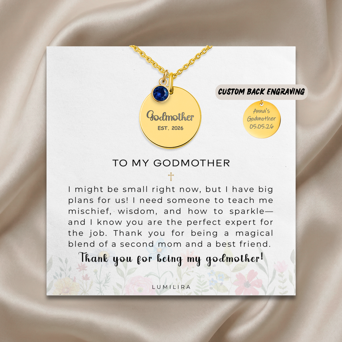 Godmother Necklace Birthstone Necklace Gift Godmother Birthstone Godmother Jewelry Religious Godmother Christian Jewelry First Time EST
