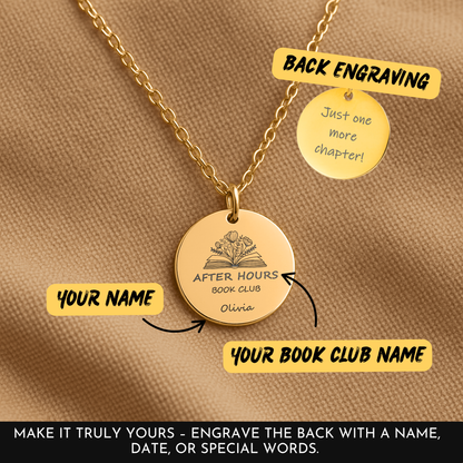 Personalized Book Club Necklace – Custom Name Jewelry for Readers, Book Club Gift
