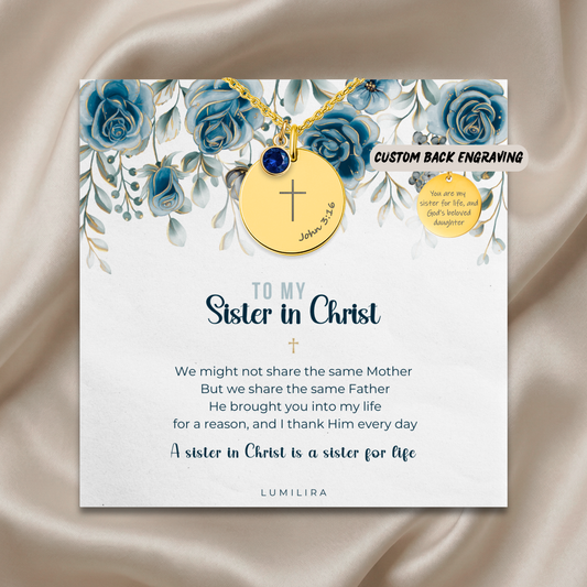 Sisters in Christ Gift Dainty Cross Necklace Bible Verse Best Friends Necklace Church Friends Gifts Faithful Keepsake Encouragement Gift