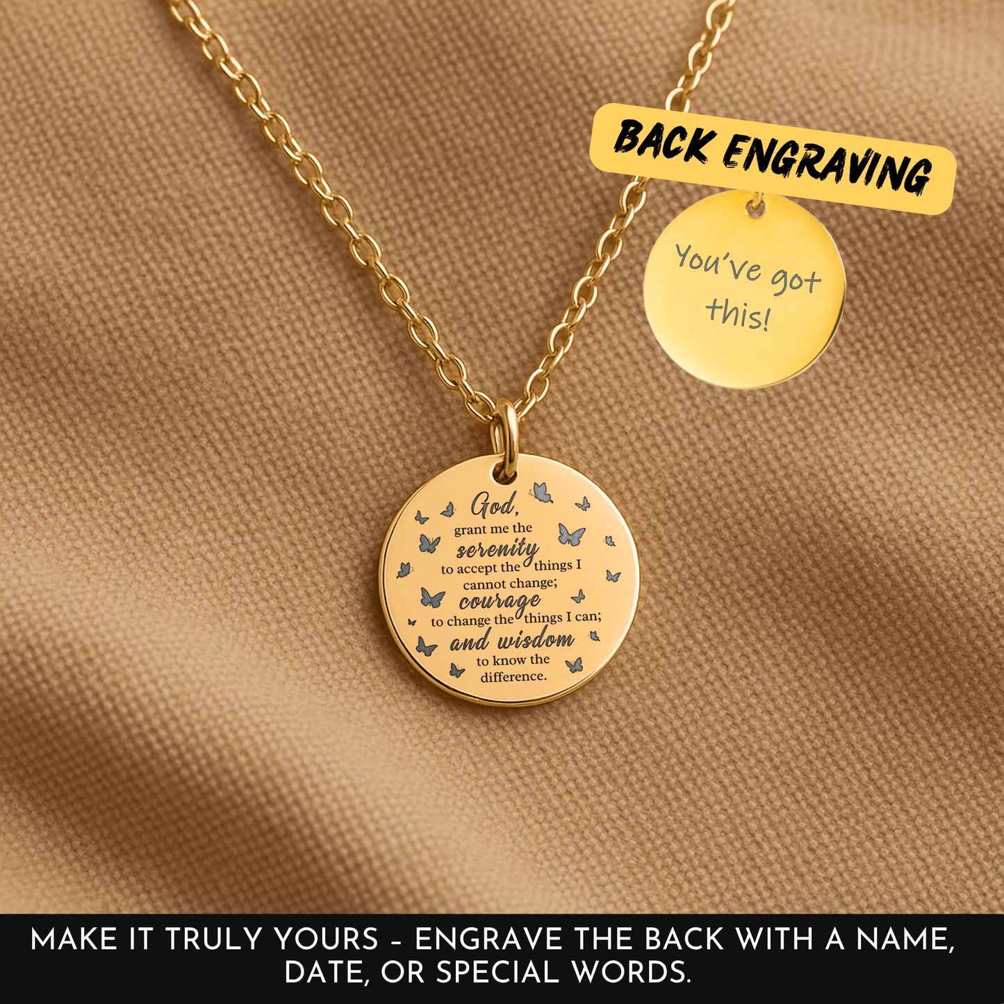 Serenity Prayer Sobriety Necklace – One Day at a Time Pendant for Encouragement